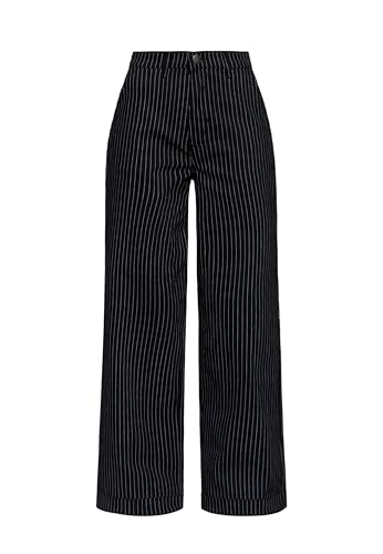 Queen Kerosin Damen Flared Jeans Marilyn High Waist Pinstripes Vintage Retro Hose Rockabella 50S 1950S von Queen Kerosin