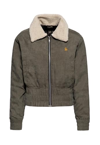 Queen Kerosin Damen Fliegerjacke Cordjacke Trucker Jacke Vintage Jacke Damen Retro Detroit Workwear Sherpa Qk von Queen Kerosin