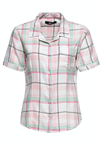 Queen Kerosin Damen Hemdbluse Retro-Bluse Reverskragen Karomuster Kariert Retro Vintage Kurzarm von Queen Kerosin
