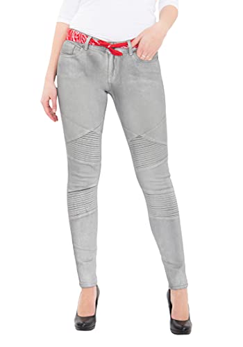 Queen Kerosin Damen Holly Fit Jeans, Grau, 28W / 34L von Queen Kerosin