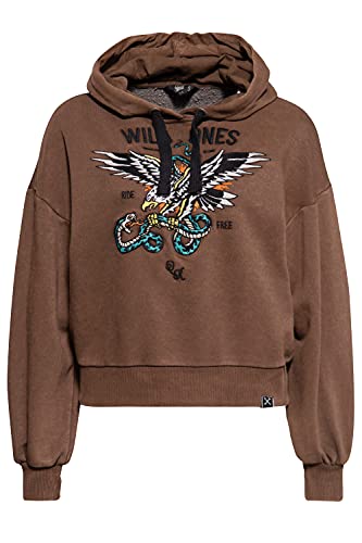 Queen Kerosin Damen Hoodie | Boyfriend Fit | Stickereien | Acid Wash Wild Ones Ride Free von Queen Kerosin