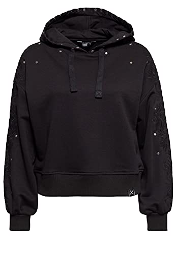 Queen Kerosin Damen Hoodie | Boyfriend Fit | Stickereien | Nieten Rose Face von Queen Kerosin