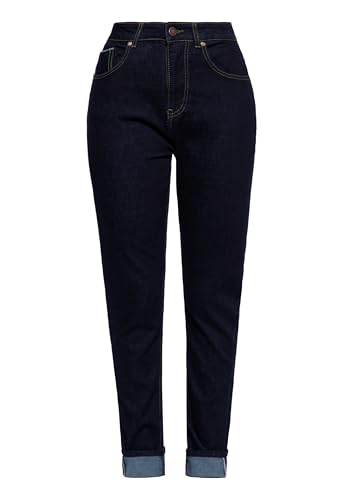 Queen Kerosin Damen Jeanshose Jeans Denim Red Selvedge High Waist Rinsed Washed Slim Fit Basic 5-Pocket 50S Rockabella Pin-Up Betty von Queen Kerosin