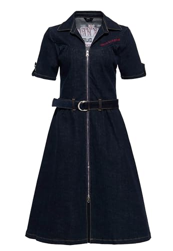 Queen Kerosin Damen Jeanskleid Swing Kleid A-Linien Kleid Rockabella 1950S Vintage Retro Rock'n'roll Denim Rockabilly Rock'n'roll Rebel Queens von Queen Kerosin
