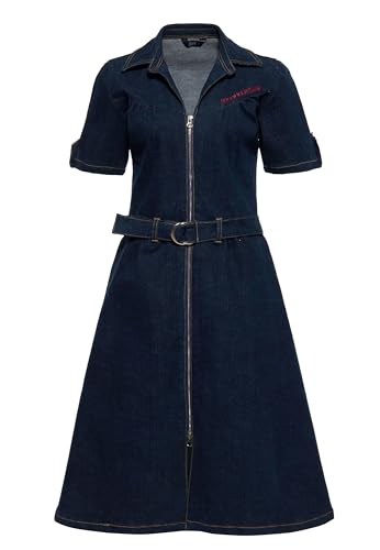 Queen Kerosin Damen Jeanskleid Swing Kleid A-Linien Kleid Rockabella 1950S Vintage Retro Rock'n'roll Denim Rockabilly von Queen Kerosin