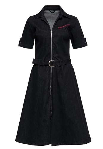 Queen Kerosin Damen Jeanskleid Swing Kleid A-Linien Kleid Rockabella 1950S Vintage Retro Rock'n'roll Denim Rockabilly von Queen Kerosin