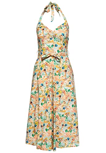 Queen Kerosin Damen Pencil Kleid Bleistiftkleid Neckholder Pin-Up Vinatge 50S Sommer Strand Party von Queen Kerosin