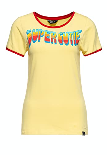 Queen Kerosin Damen Ringer T-Shirt T-Shirt Basic T-Shirt Retro Print Slim Fit Vintage Shirt Super Cutie von Queen Kerosin