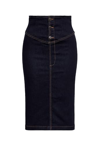 Queen Kerosin Damen Rock Vintage Denim Retro 50S Rockabella Pin-Up Jeansrock von Queen Kerosin