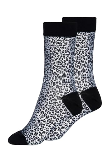 Queen Kerosin Damen Socken | Retro | Vintage | Damen | Leo | Leopard| Rockabilly | Rockabella | Pin-Up Snow Leopard von Queen Kerosin