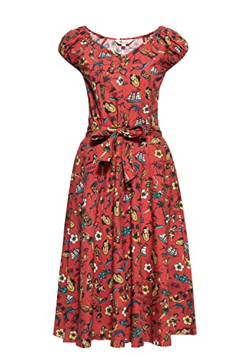 Queen Kerosin Damen Swing Kleid Tropischer All-Over-Print Sommerkleid Hawaii Sommerkleid Tropical Vintage Rockabilly Rockabella Hawaii von Queen Kerosin
