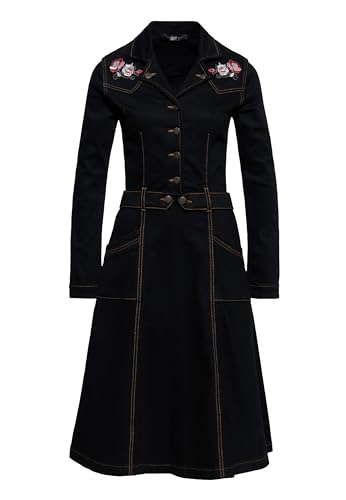 Queen Kerosin Damen Swingkleid Denimkleid Jeanskleid Vintage Retro Rockabella Rockabilly 1950S 50S Western Rock'n'roll von Queen Kerosin