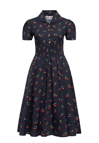 Queen Kerosin Damen Swingkleid Sommerkleid Rockabella Vintage Retro Kirschen Cherry 50S Gesmokt Cherry von Queen Kerosin