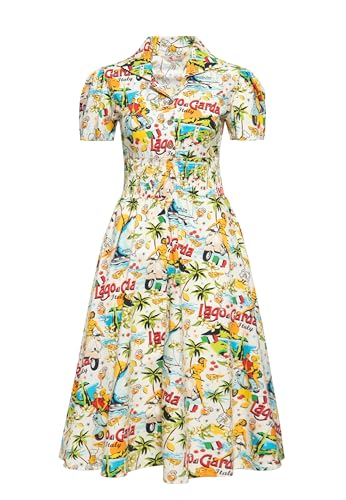 Queen Kerosin Damen Swingkleid Sommerkleid Rockabella Vintage Retro Lake Garda Gardasee 50S Gesmokt Italy Dolce Vita Lago Di Garda von Queen Kerosin