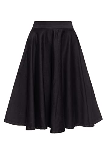 Queen Kerosin Damen Swingrock Full Circle Skirt Black Weit Schwingend Midi Länge Basic von Queen Kerosin