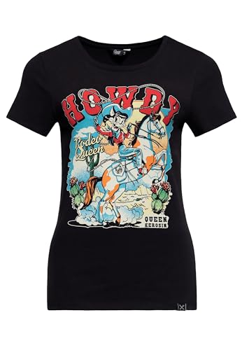 Queen Kerosin Damen T-Shirt · Printshirt · Vintage · Western · 50s · Retro · Rockabella · Rockabilly · Slim Fit · Elastisch · Rundhals · Kurzarm · Howdy von Queen Kerosin
