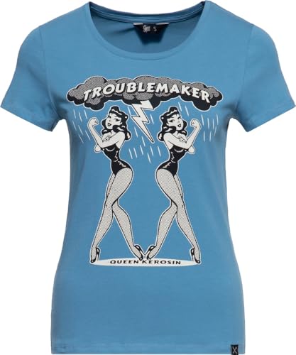 Queen Kerosin Damen T-Shirt Rockabilly Rockabella 50S Slim Fit Front-Print Retro Vintage Rock'n'roll 1950 Frauenpower von Queen Kerosin