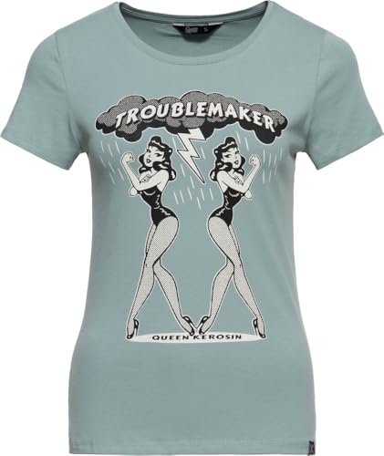 Queen Kerosin Damen T-Shirt Rockabilly Rockabella 50S Slim Fit Front-Print Retro Vintage Rock'n'roll 1950 Frauenpower von Queen Kerosin