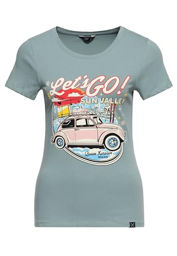 Queen Kerosin Damen T-Shirt Sun Valley Idaho Ski Winter Vintage Retro Rockabilly 50s Print Artwork Comic Usa Sun Valley von Queen Kerosin
