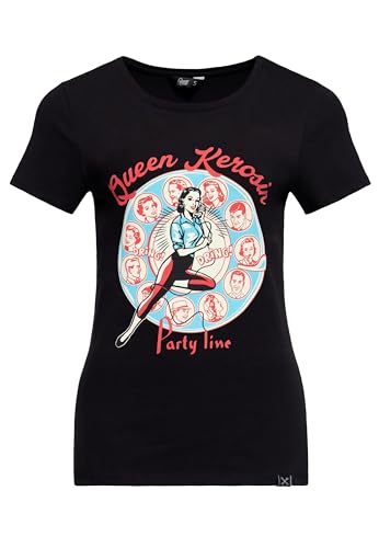 Queen Kerosin Damen T-Shirt Vintage Retro Rockabilly 50s Print Artwork Comic Party Telefon Party Line von Queen Kerosin