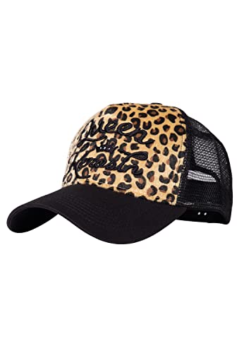 Queen Kerosin Damen Trucker Cap | Ledopardenmuster | Caps | Bikercap | Leopardenfell| Frontstickerei | Logopatch | Truckerkappe | Meshcap von Queen Kerosin