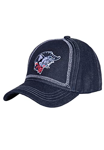 Queen Kerosin Damen Trucker Cap Retro-Flair Front-Stickerei Comic Casual Denim Retro Rockabilly Howdy Cat Vintage Rebel at Heart Texas Pride von Queen Kerosin
