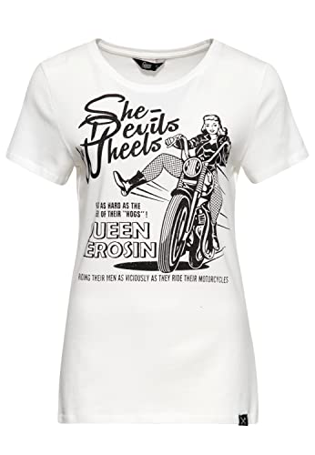 Queen Kerosin Damen Vintage Shirt T-Shirt Slim Fit Frontprint Kurzarm 50S Biker She Devils On Wheels von Queen Kerosin