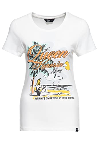 Queen Kerosin Damen Vintage Shirt T-Shirt Slim Fit Frontprint Kurzarm Shirt Retro Hawaii Style Waikiki Pin-Up 50S Bammm von Queen Kerosin