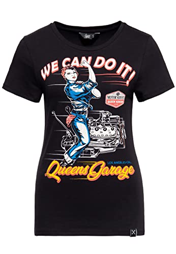 Queen Kerosin Damen Vintage Shirt T-Shirt Slim Fit Frontprint Kurzarm We Can Do It We Can Do It! von Queen Kerosin