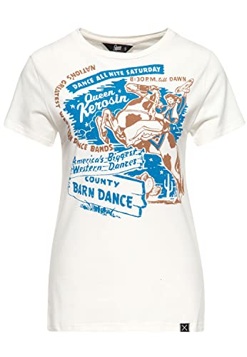 Queen Kerosin Damen Vintage Shirt | T-Shirt | Slim Fit | Frontprint | Kurzarm | Western-Style Barn Dance von Queen Kerosin