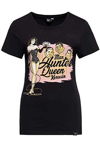 Queen Kerosin Damen Vintage Shirt T-Shirt Slim Fit Frontprint Kurzarmshirt Retro Pin-Up Diamond 50S Man Hunter von Queen Kerosin