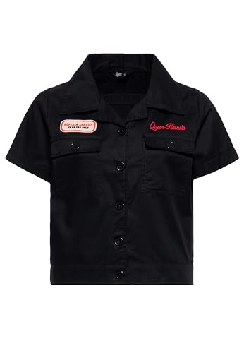 Queen Kerosin Damen Workwear Hemd Bluse Arbeitshemd Hemdbluse Vintage Retro 50S Damen Worker Shirt Kurzarm Redondo Beach Speed Queens von Queen Kerosin