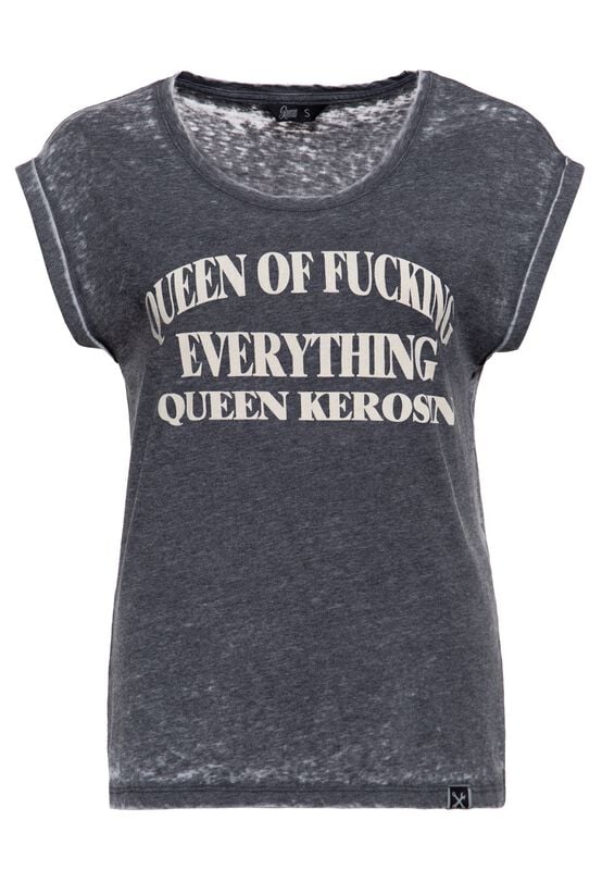 Queen Kerosin Queen Of Everything Enzyme Wash T-Shirt T-Shirt grau in M von Queen Kerosin