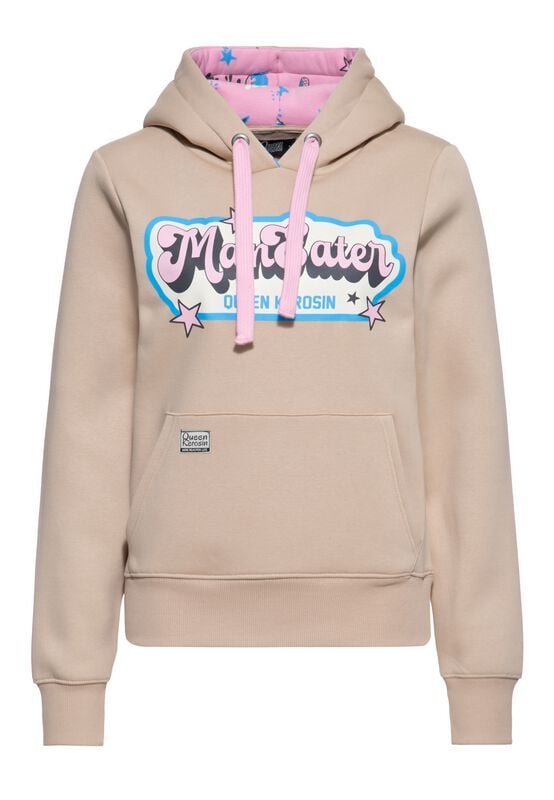 Queen Kerosin - Rockabilly Kapuzenpullover - Man Eater Hoodie - S - für Damen - Größe S - weiß von Queen Kerosin