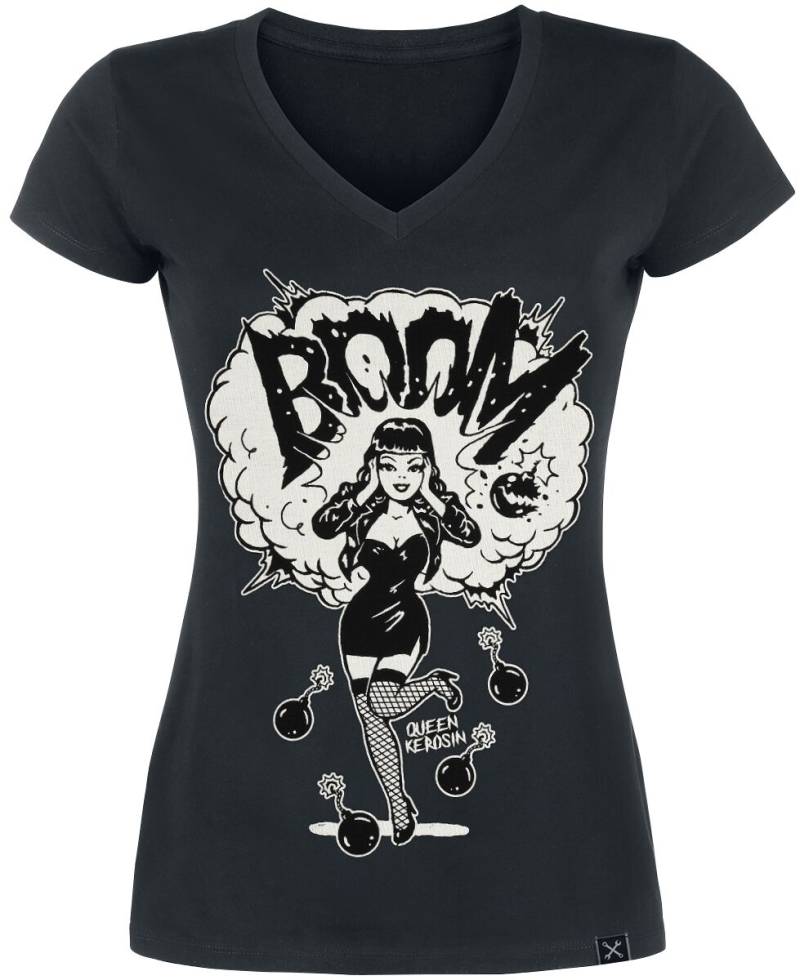 Queen Kerosin - Rockabilly T-Shirt - Boom - M bis XXL - für Damen - Größe M - schwarz von Queen Kerosin
