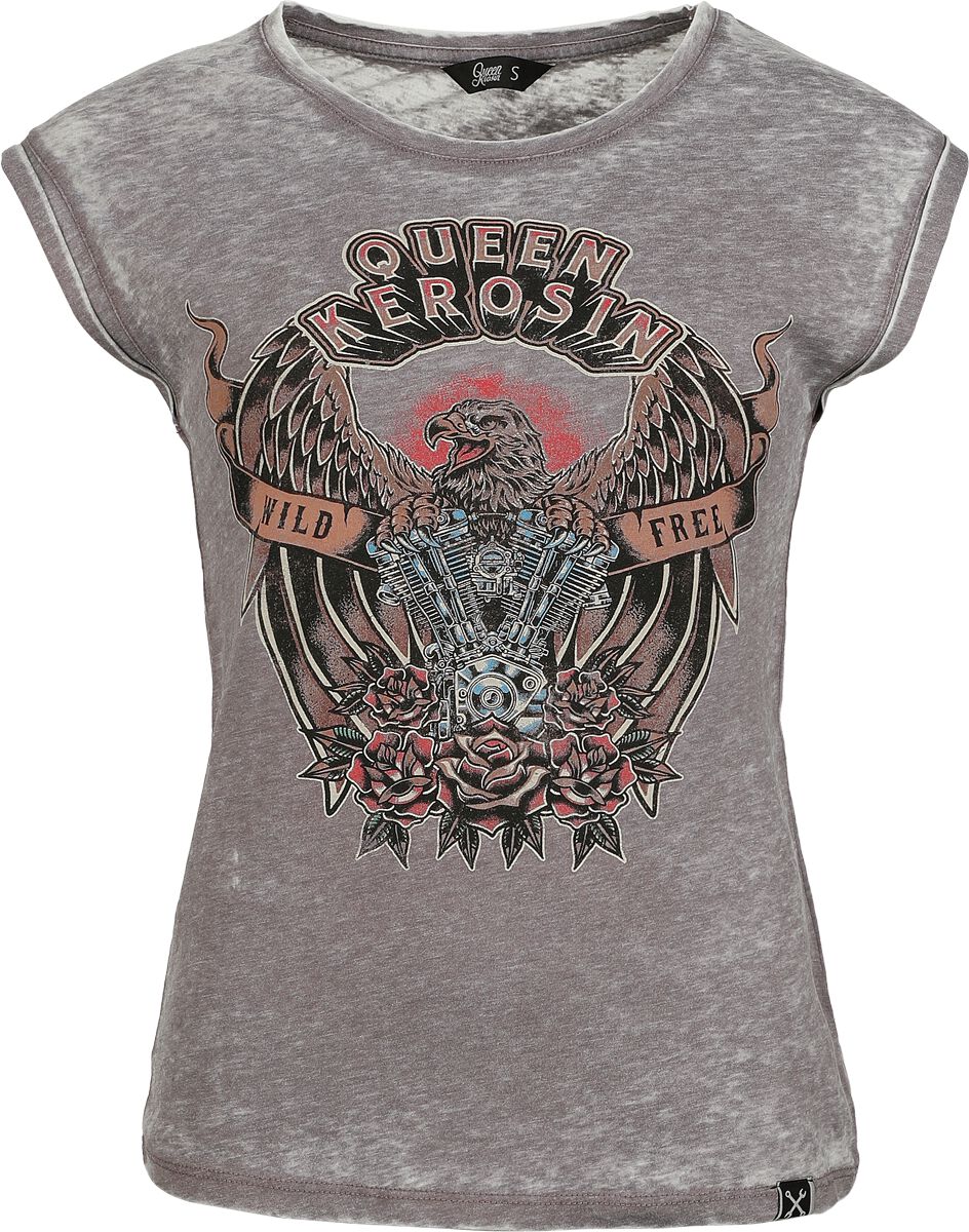 Queen Kerosin Wild Free Top grau in XS von Queen Kerosin