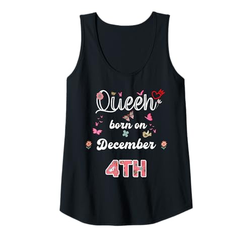 Damen Königin geboren im Dezember 4 Blumen 4. Dezember Geburtstag Tank Top Damen Königin geboren im Dezember 4 Blumen 4. Dezember Geburtstag Tank Top von Queen born in December 4 flowers 4th December