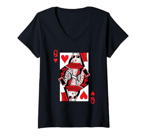 Damen Königin der Herzen T-Shirt mit V-Ausschnitt von Queen of Hearts Shirts
