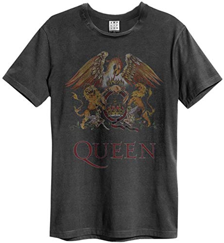 Queen Amplified Crest Logo Rock Band Herren Vintage T-Shirt (Grau) (S-XL) (M) von Queen