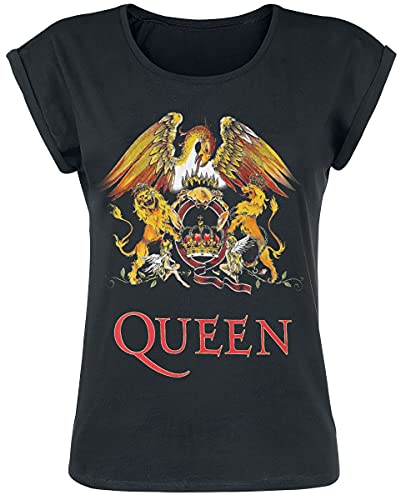 Queen Classic Crest Frauen T-Shirt schwarz M 100% Baumwolle Band-Merch, Bands von Queen