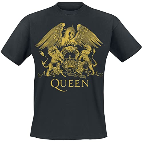 Queen Classic Crest Männer T-Shirt schwarz L 100% Baumwolle Band-Merch, Bands von Queen