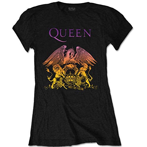 Queen Damen T-Shirt Schwarz Schwarz Gr. 40, Schwarz von Queen