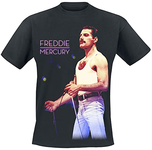 Queen Freddie Mercury - Mic Photo Männer T-Shirt schwarz L 100% Baumwolle Band-Merch, Bands von Queen