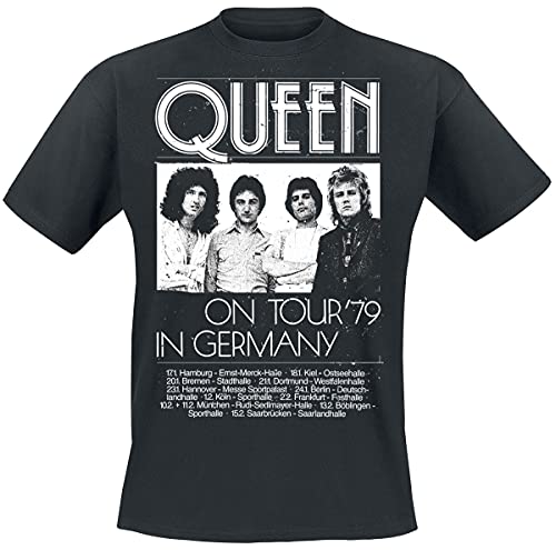 Queen Germany Tour 79 Männer T-Shirt schwarz L 100% Baumwolle Band-Merch, Bands von Queen