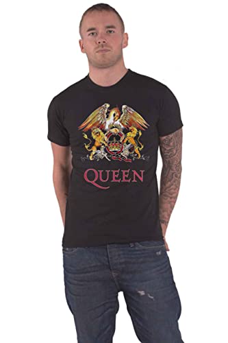 Queen Herren Klassisches Wappen T-Shirt, Schwarz, S von Rolling Stones