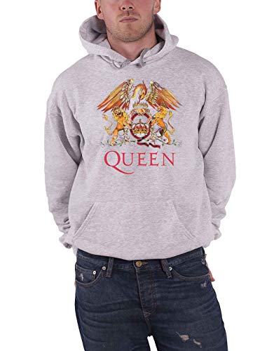 Queen Kapuzenpullover Classic Crest Band Logo Nue offiziell Herren Grau Pullover XXL von Queen