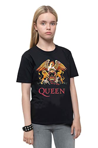 Queen Kids T Shirt Classic Crest Band Logo Nue offiziell Schwarz Ages 1-12 Yrs von Queen