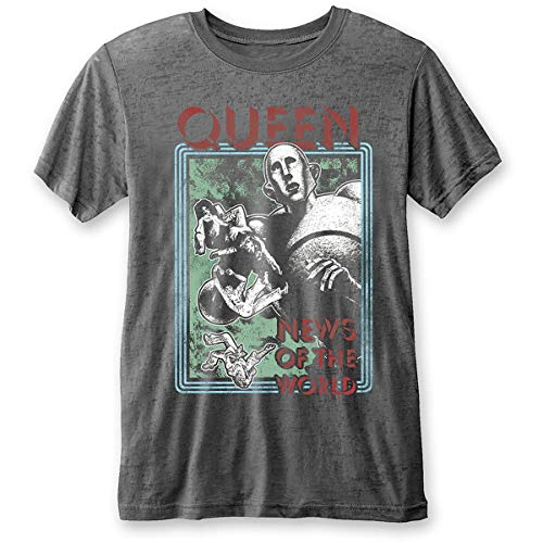 Queen 'News of The World' (Grey) Burnout T-Shirt (xx-Large) von Queen