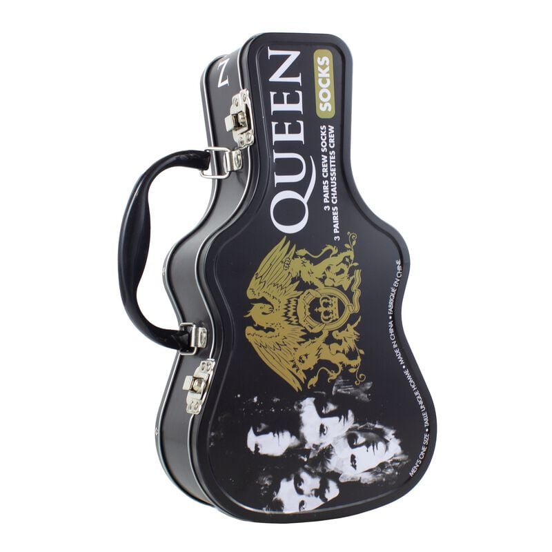 Queen Socken - Guitar TinBox - EU 40-46 - für Männer - Größe EU 40-46 - multicolor  - Lizenziertes Merchandise! von Queen