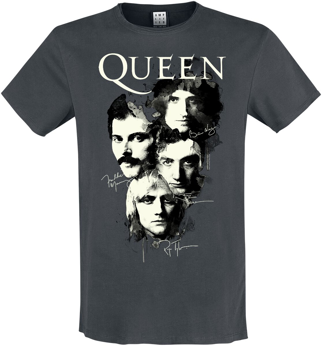 Queen T-Shirt - Amplified Collection - Autographs - S bis 3XL - für Männer - Größe L - charcoal  - Lizenziertes Merchandise! von Queen